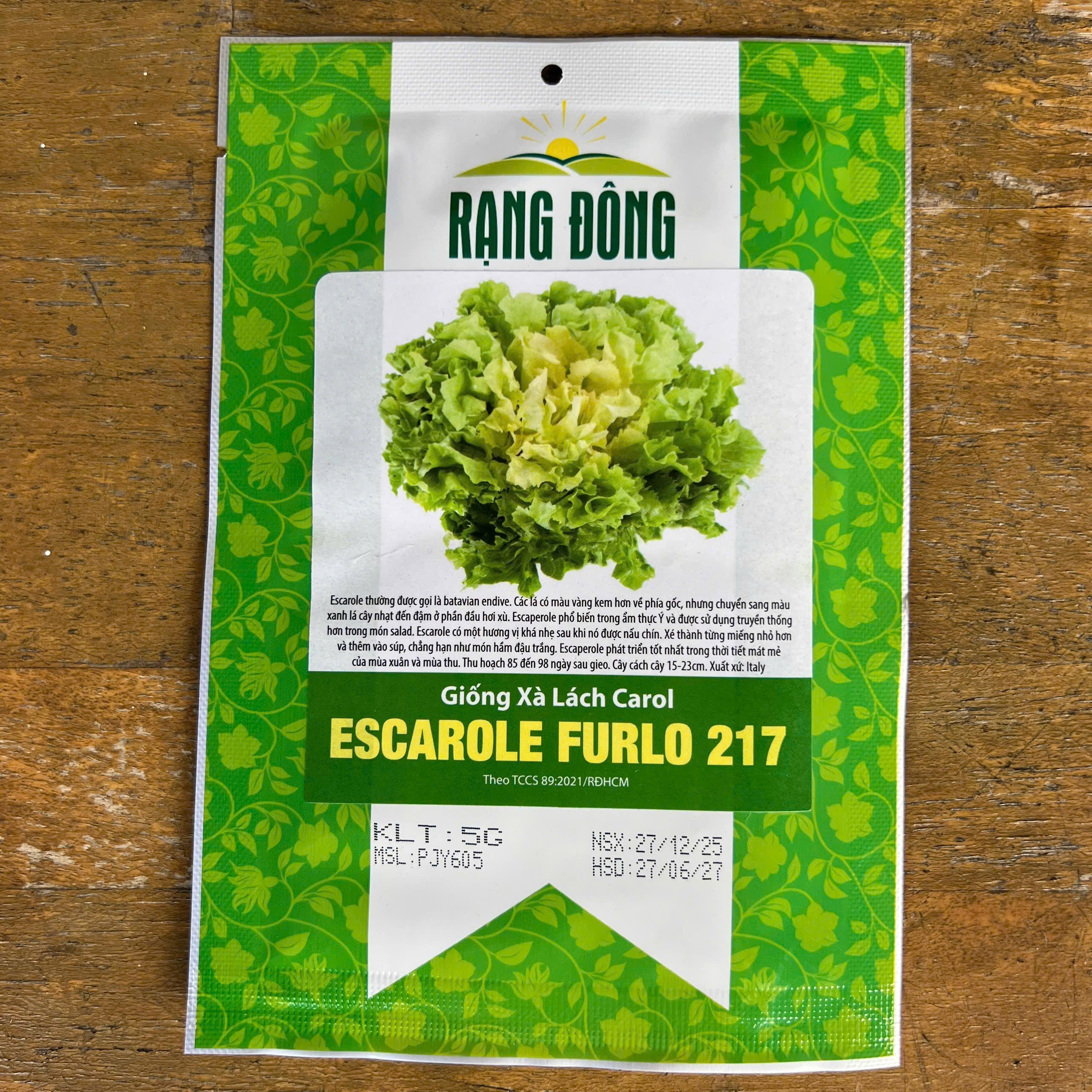 Hạt giống Xà lách Carol ESCAROLE FURLO 217 - 5g